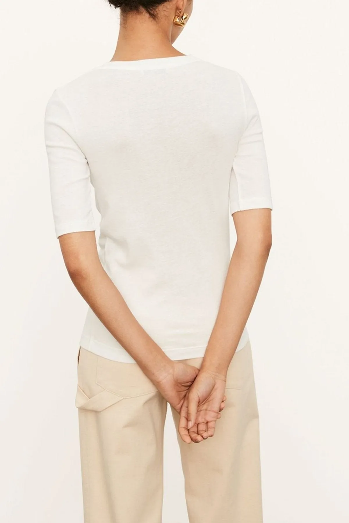 Elbow Sleeve Henley in Off-White