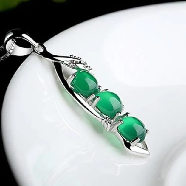 Emerald Pendant Necklace Gemstone Women Silver Wedding Jewelry