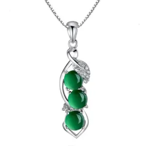 Emerald Pendant Necklace Gemstone Women Silver Wedding Jewelry