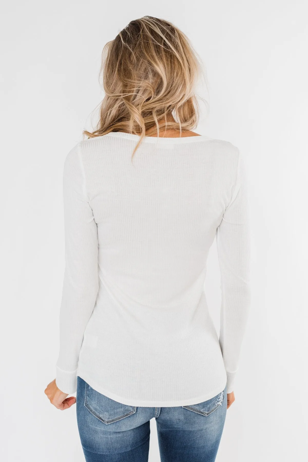 Essential 5-Button Henley Top- Off White