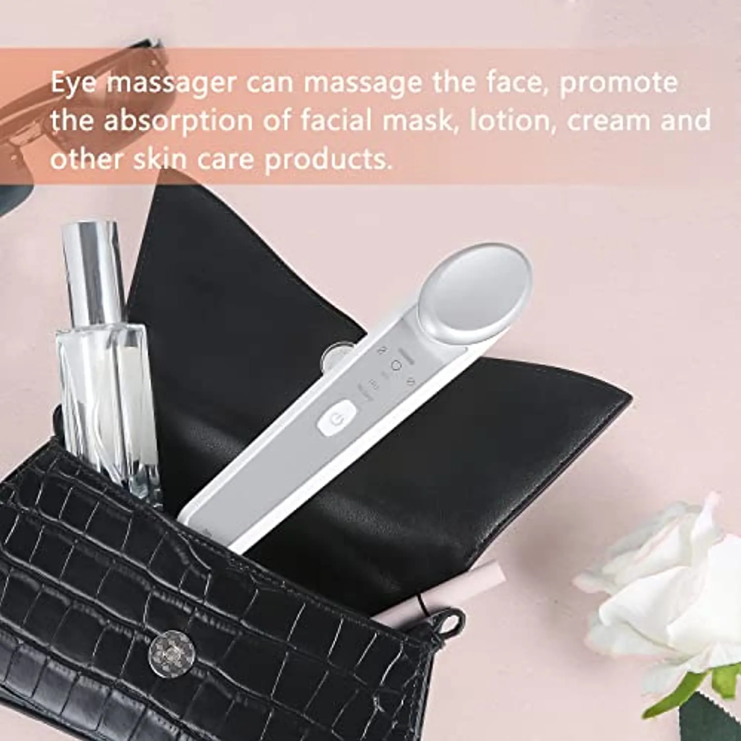 Eye Massager with Heat & Cold, At Home Rechargeable Skin Lifting Machine, for Relax Eye Strain Dark Circles Eye Bags Dry Eyes Wrinkles Fine Line, Improve Sleep, White