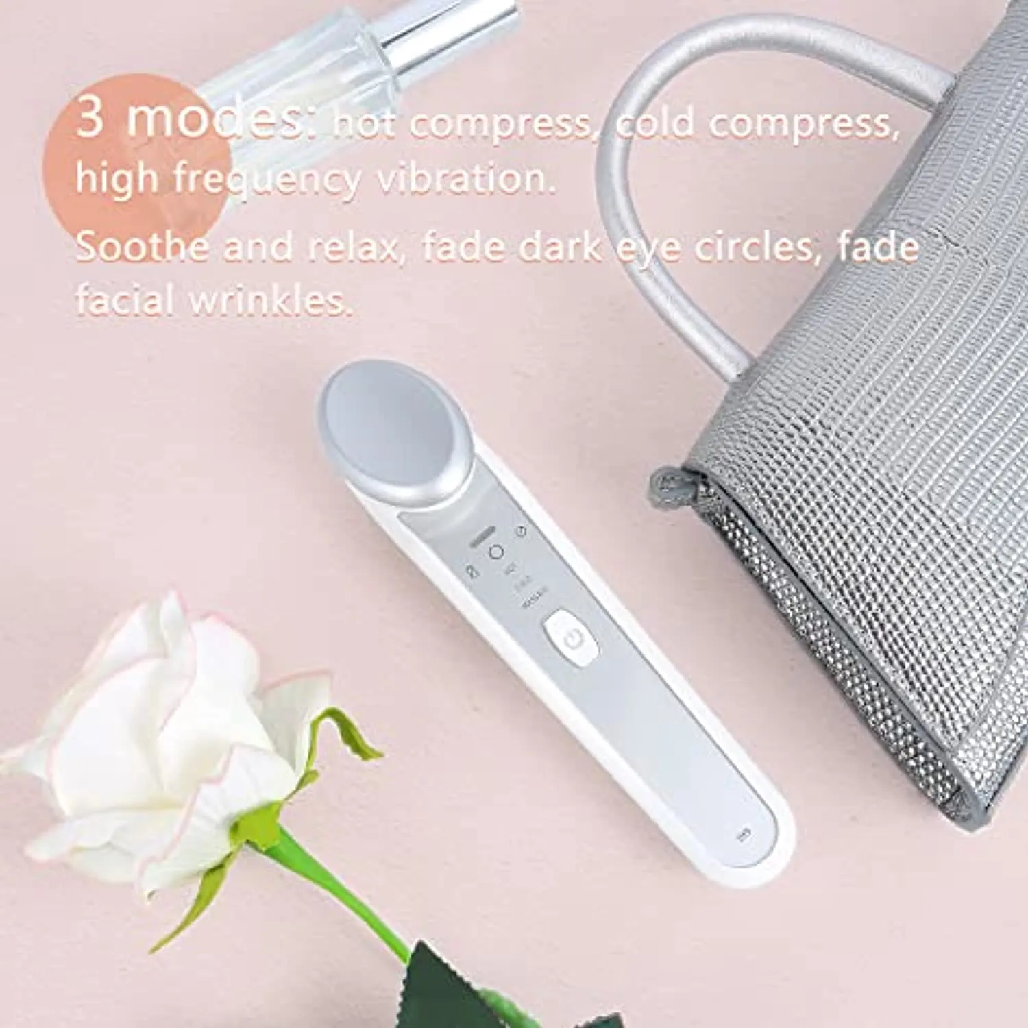 Eye Massager with Heat & Cold, At Home Rechargeable Skin Lifting Machine, for Relax Eye Strain Dark Circles Eye Bags Dry Eyes Wrinkles Fine Line, Improve Sleep, White