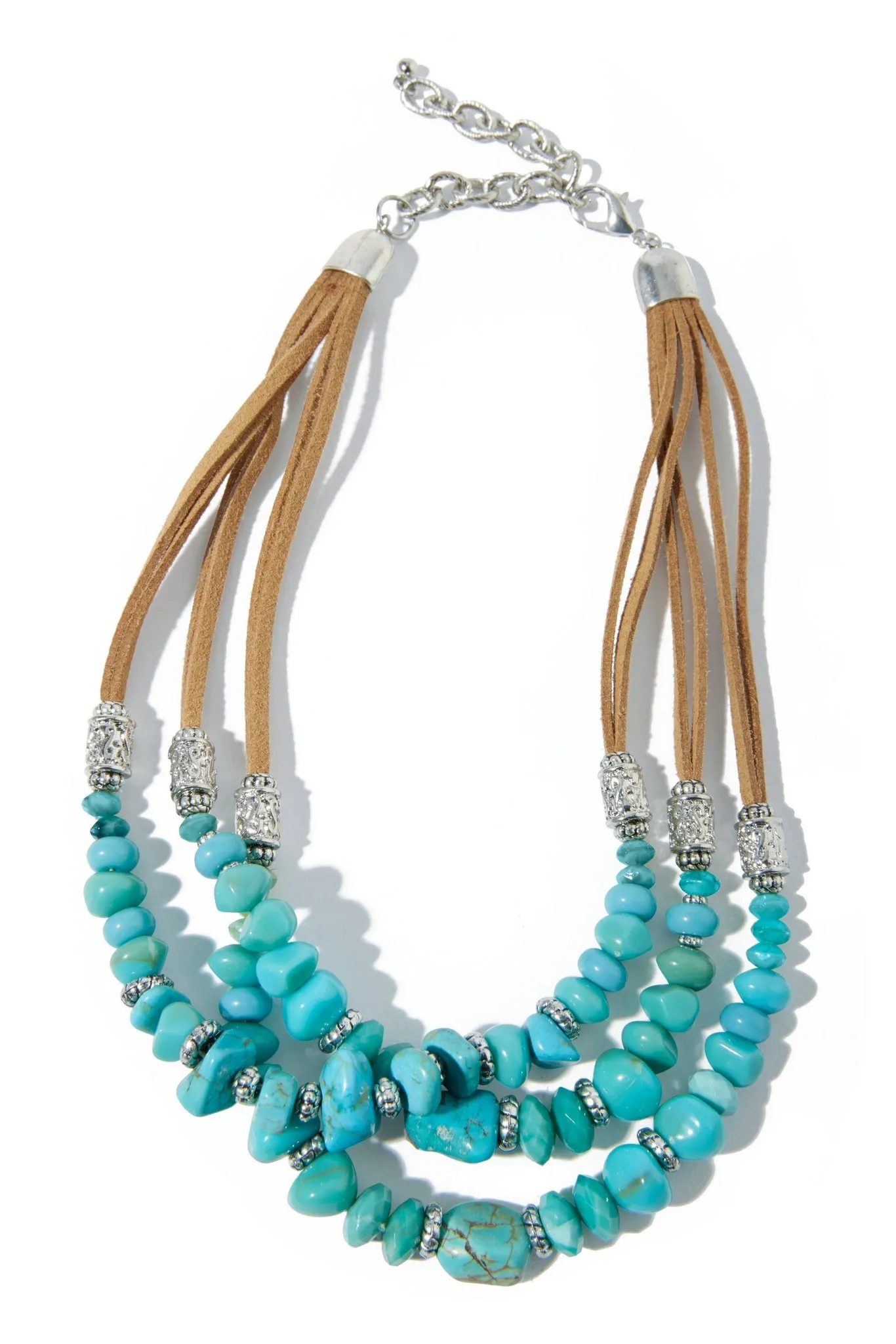 Faux Suede And Stone Choker Necklace Multi