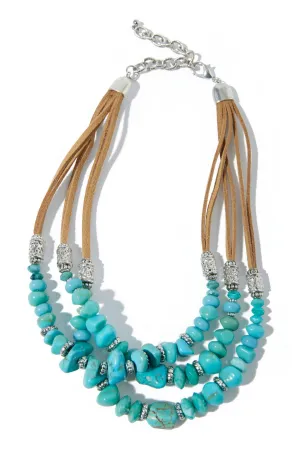 Faux Suede And Stone Choker Necklace Multi