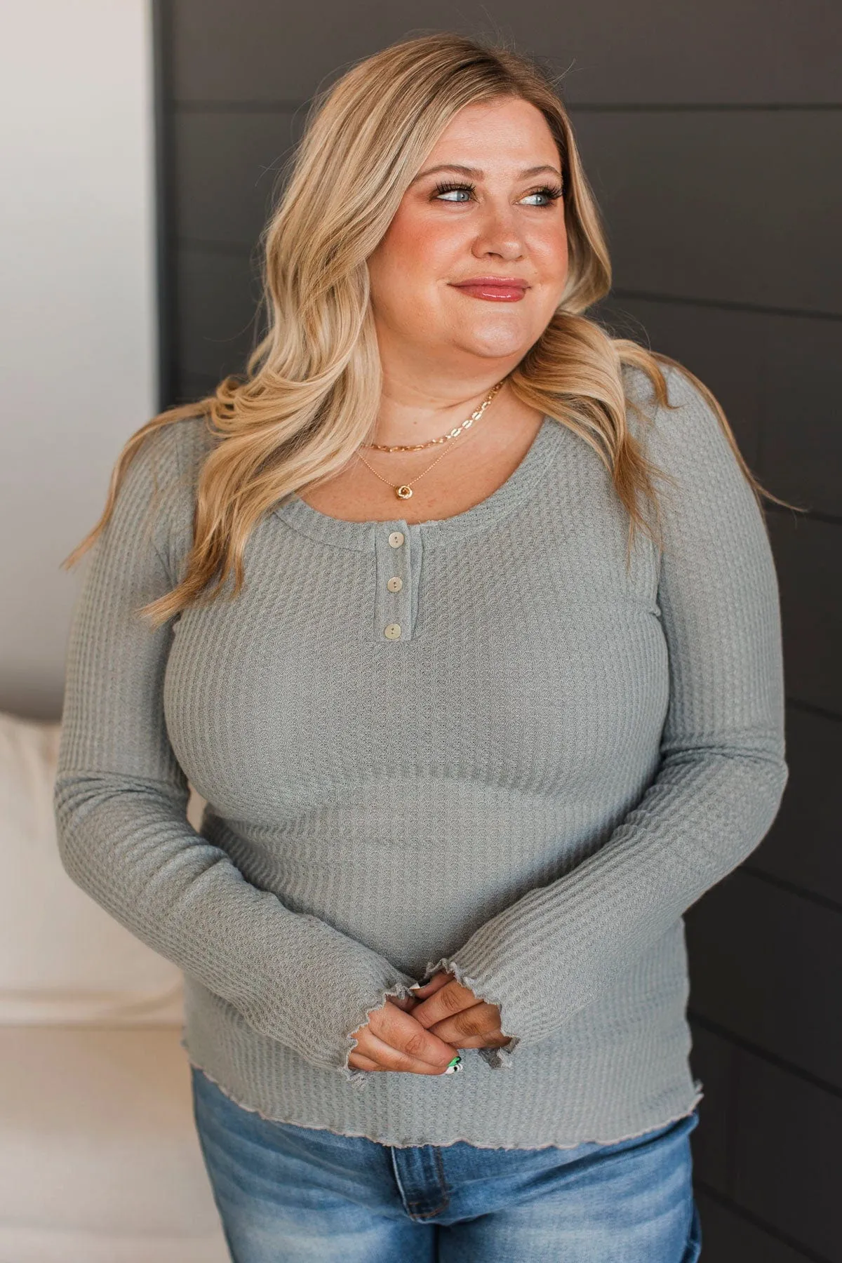 Feeling Exceptional Henley Top- Heather Grey