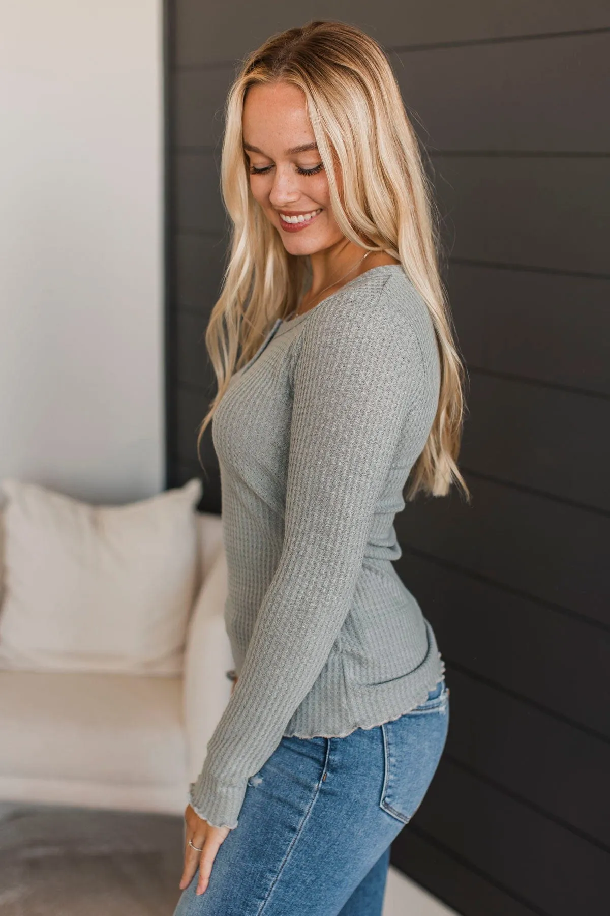 Feeling Exceptional Henley Top- Heather Grey