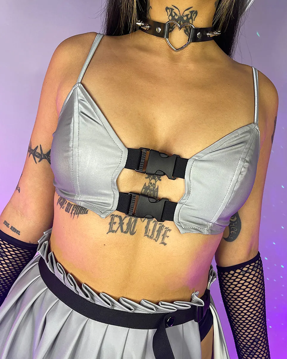 Flashback To Never Buckled Reflective Crop Top
