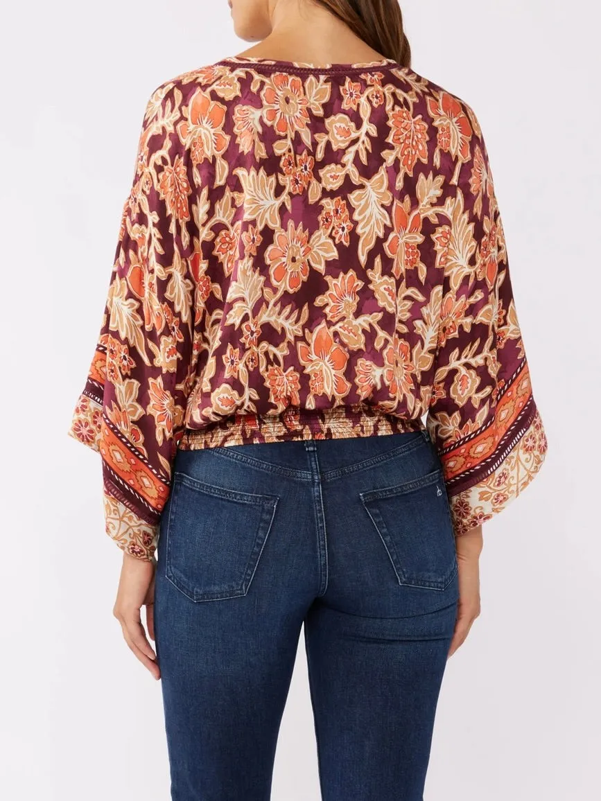 Floral Lace Trim Top - Plum FINAL SALE