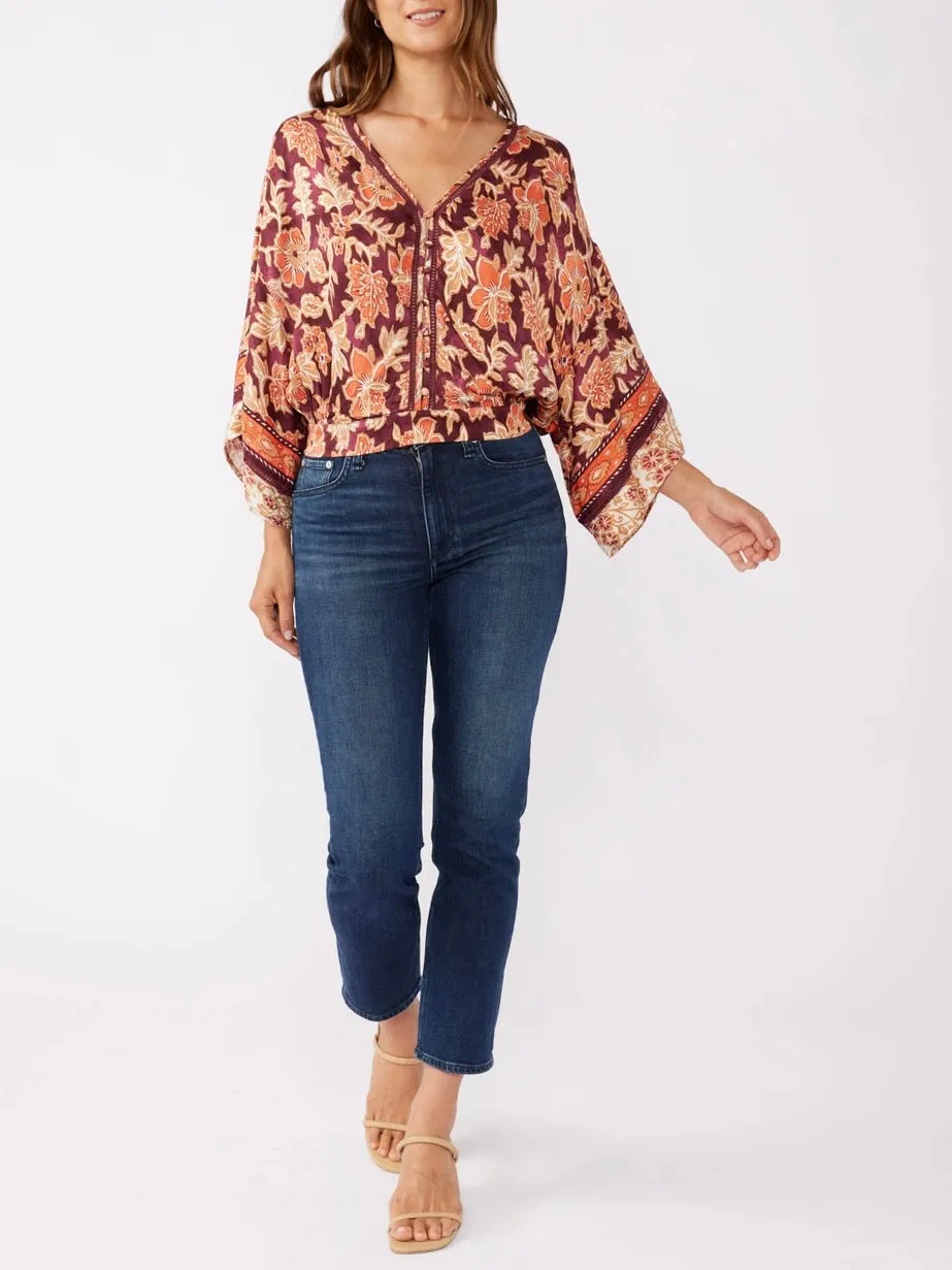 Floral Lace Trim Top - Plum FINAL SALE