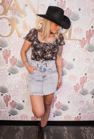 Floral Print Short Sleeve Bodysuit