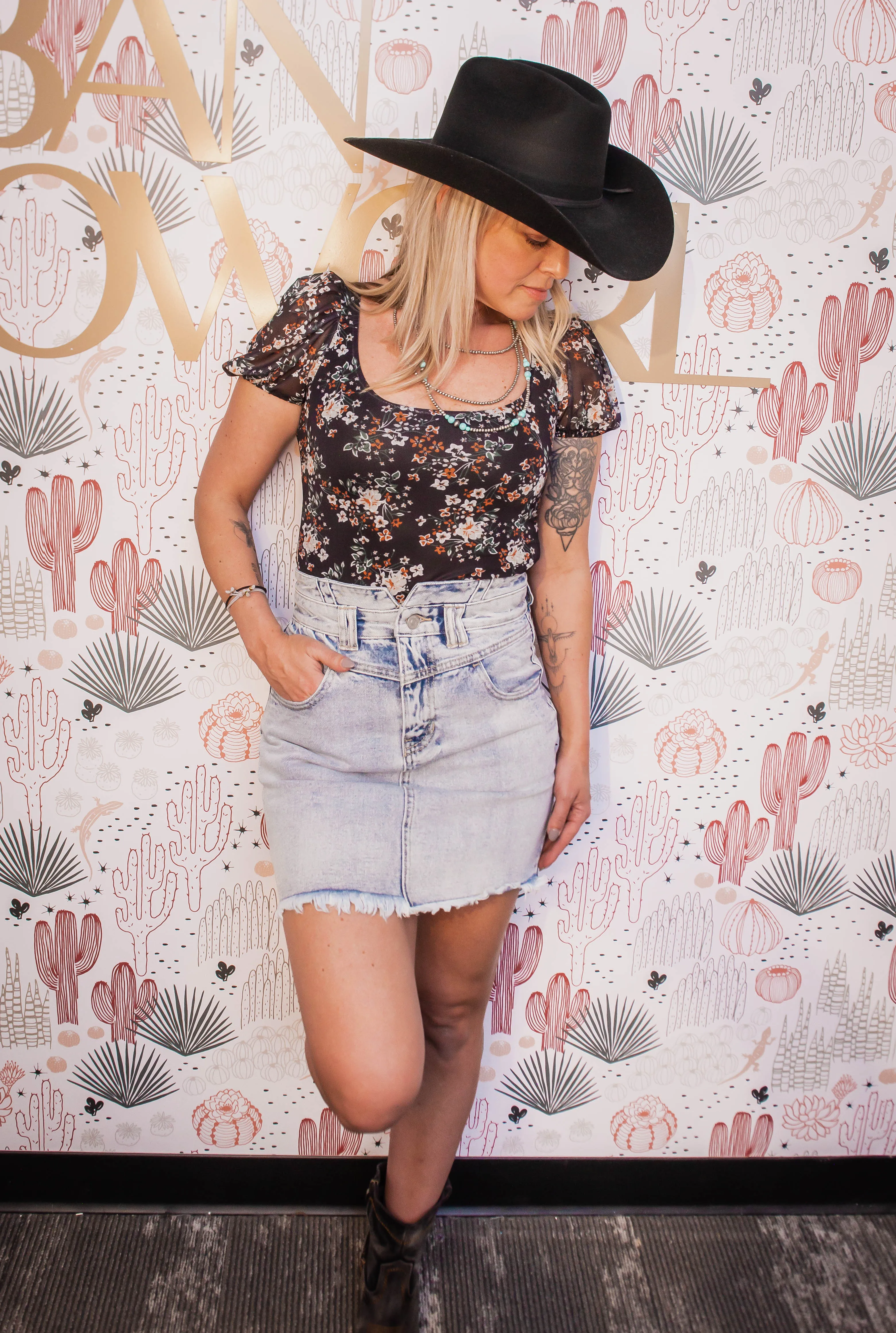 Floral Print Short Sleeve Bodysuit