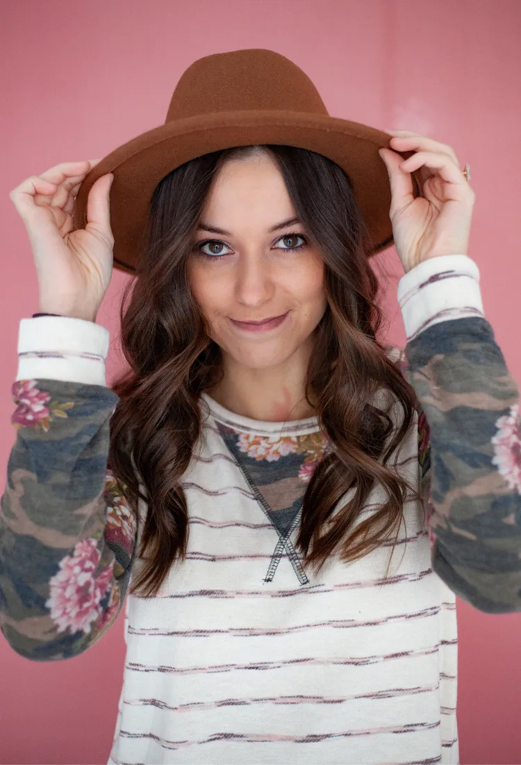 Floral V Stripe Top-Final Sale
