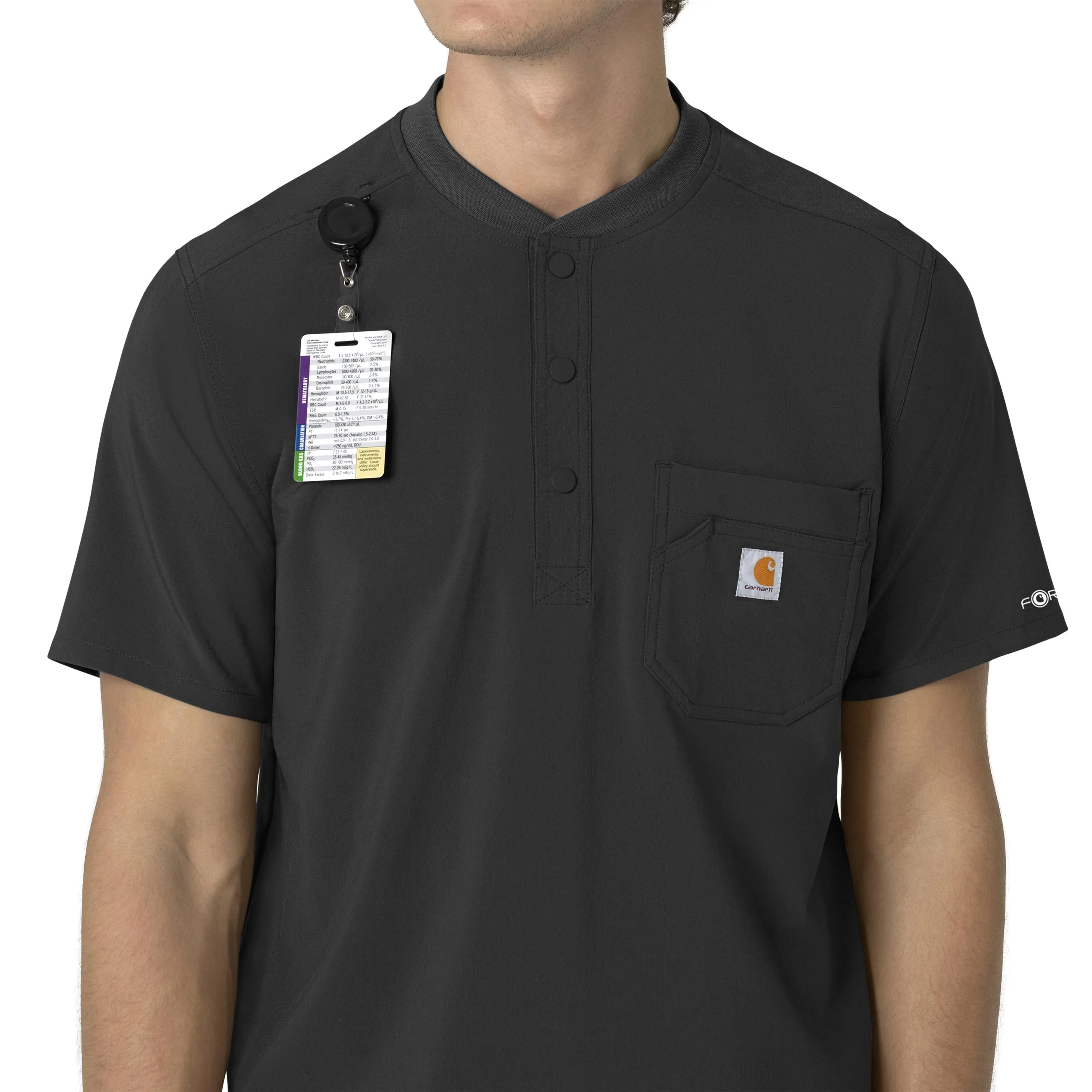 Force Cross-Flex C16310 Men's Henley Scrub Top Black