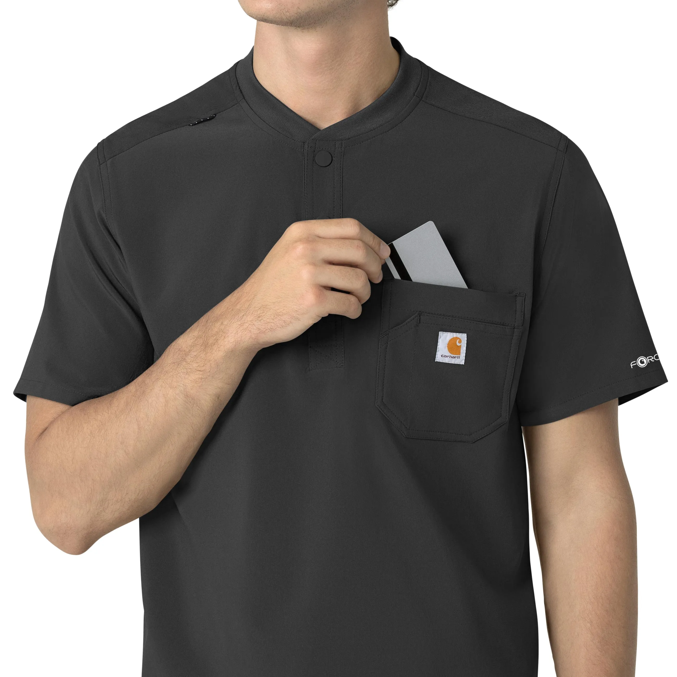 Force Cross-Flex C16310 Men's Henley Scrub Top Black