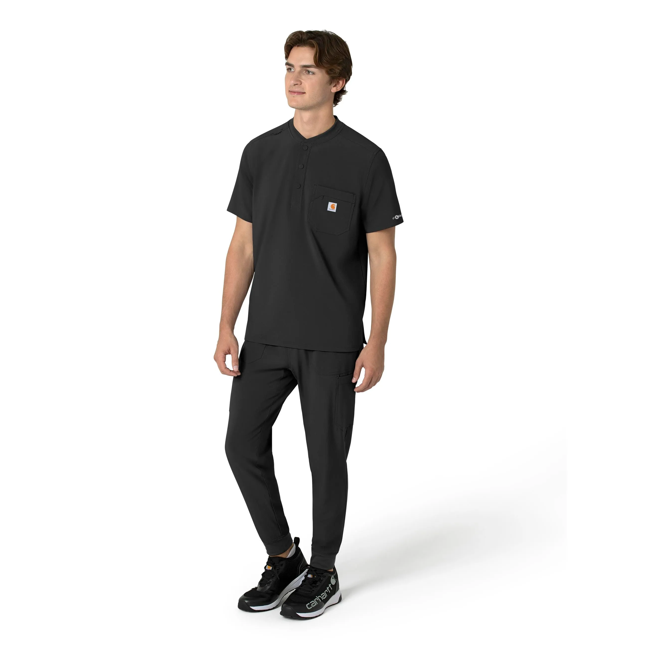 Force Cross-Flex C16310 Men's Henley Scrub Top Black