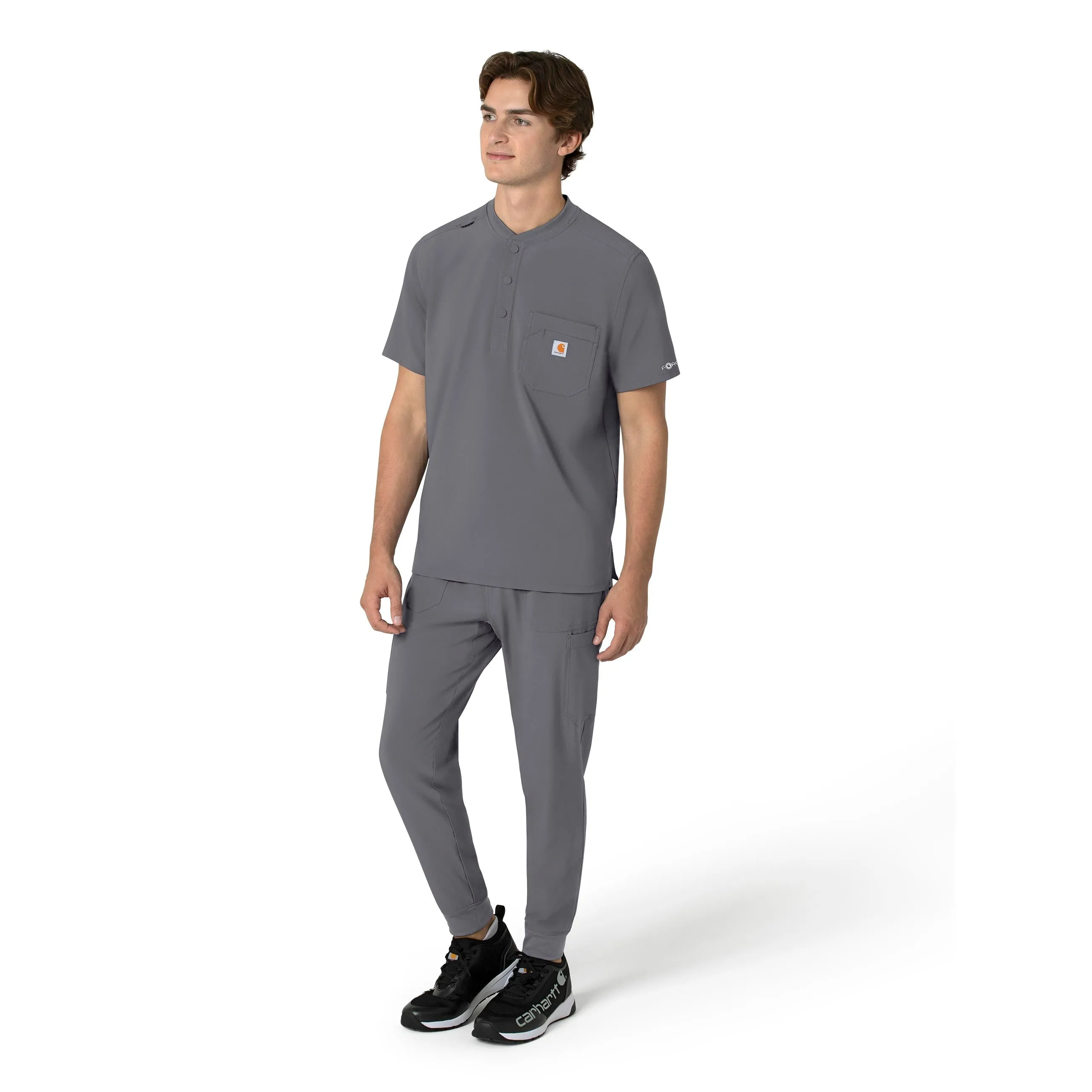 Force Cross-Flex C16310 Men's Henley Scrub Top Pewter