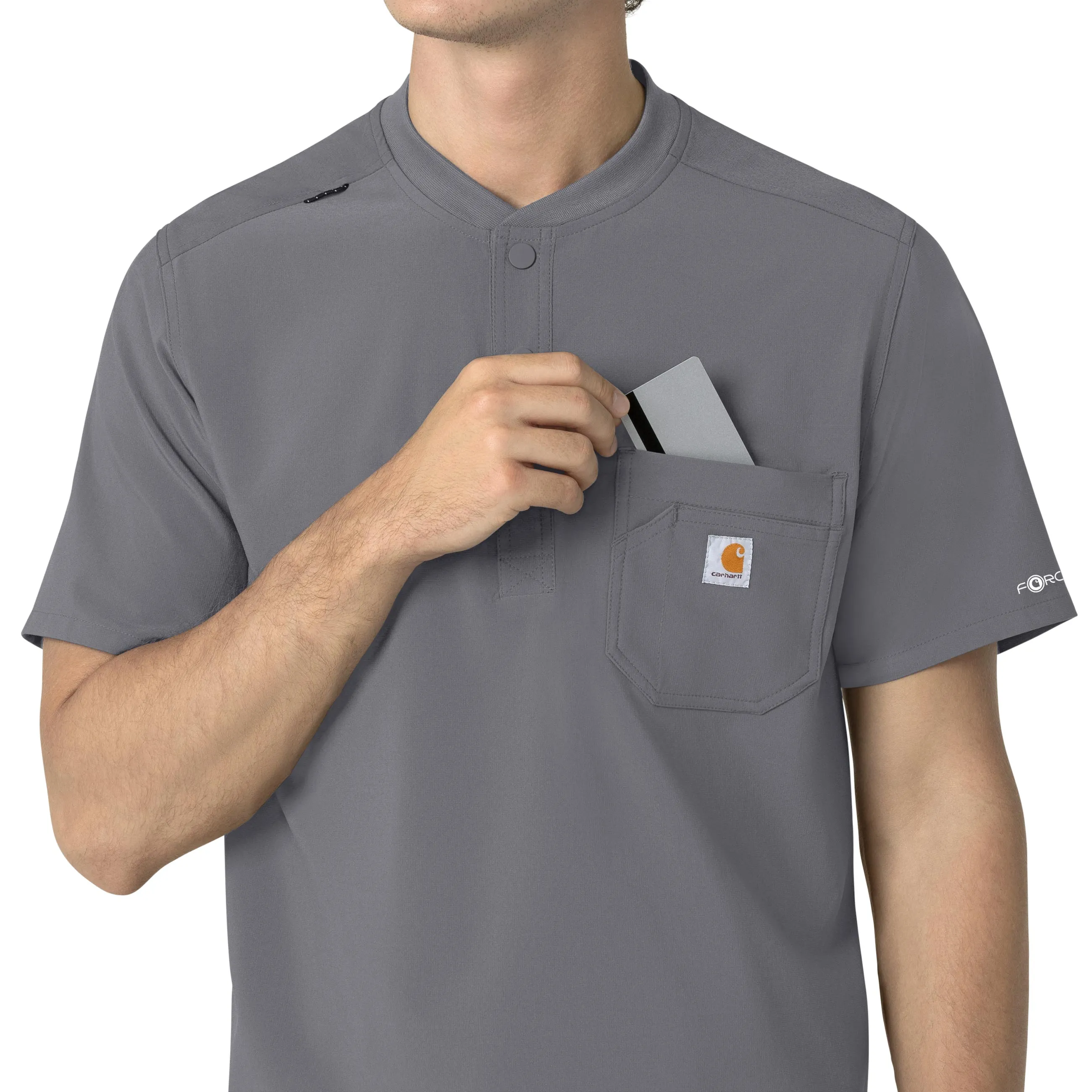 Force Cross-Flex C16310 Men's Henley Scrub Top Pewter