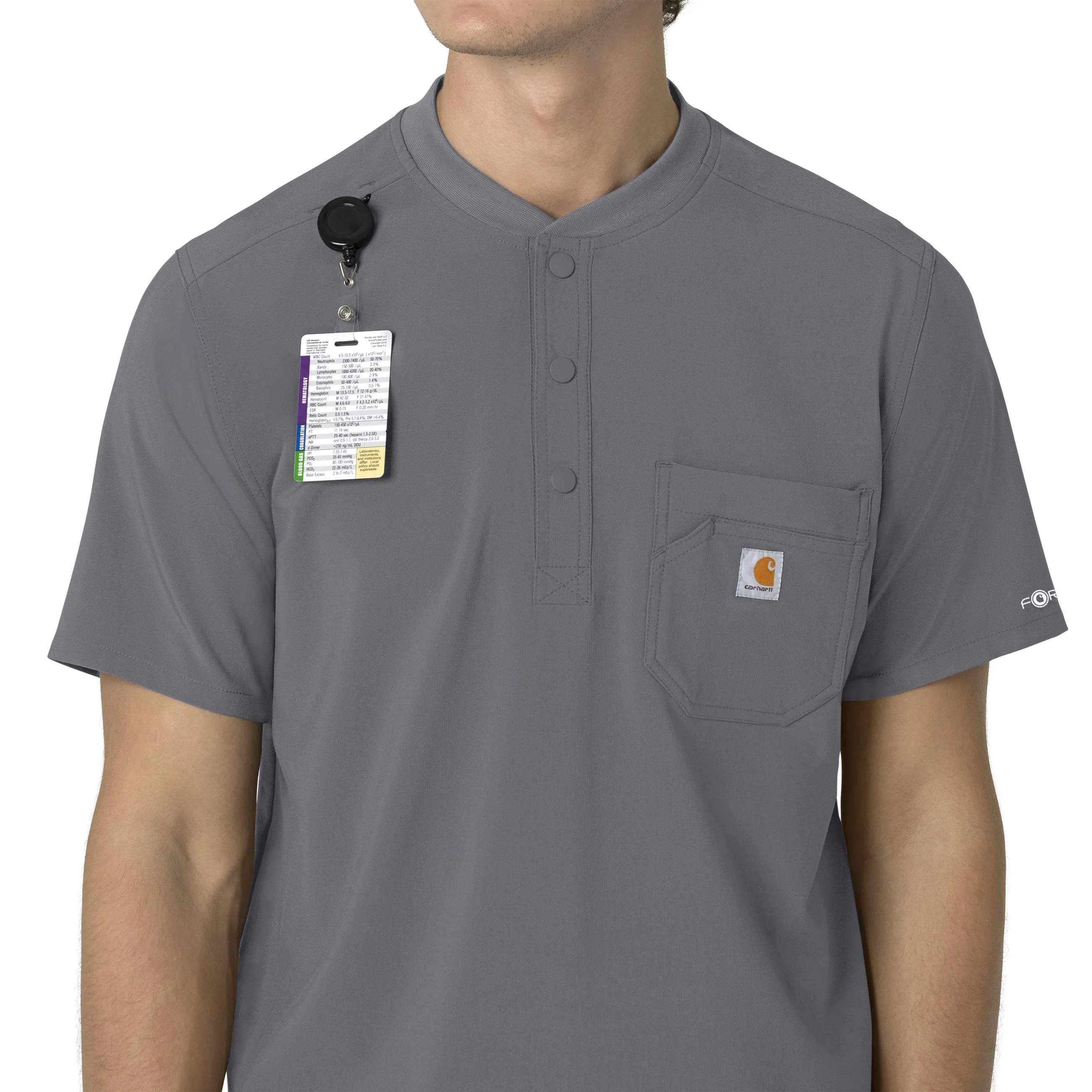 Force Cross-Flex C16310 Men's Henley Scrub Top Pewter