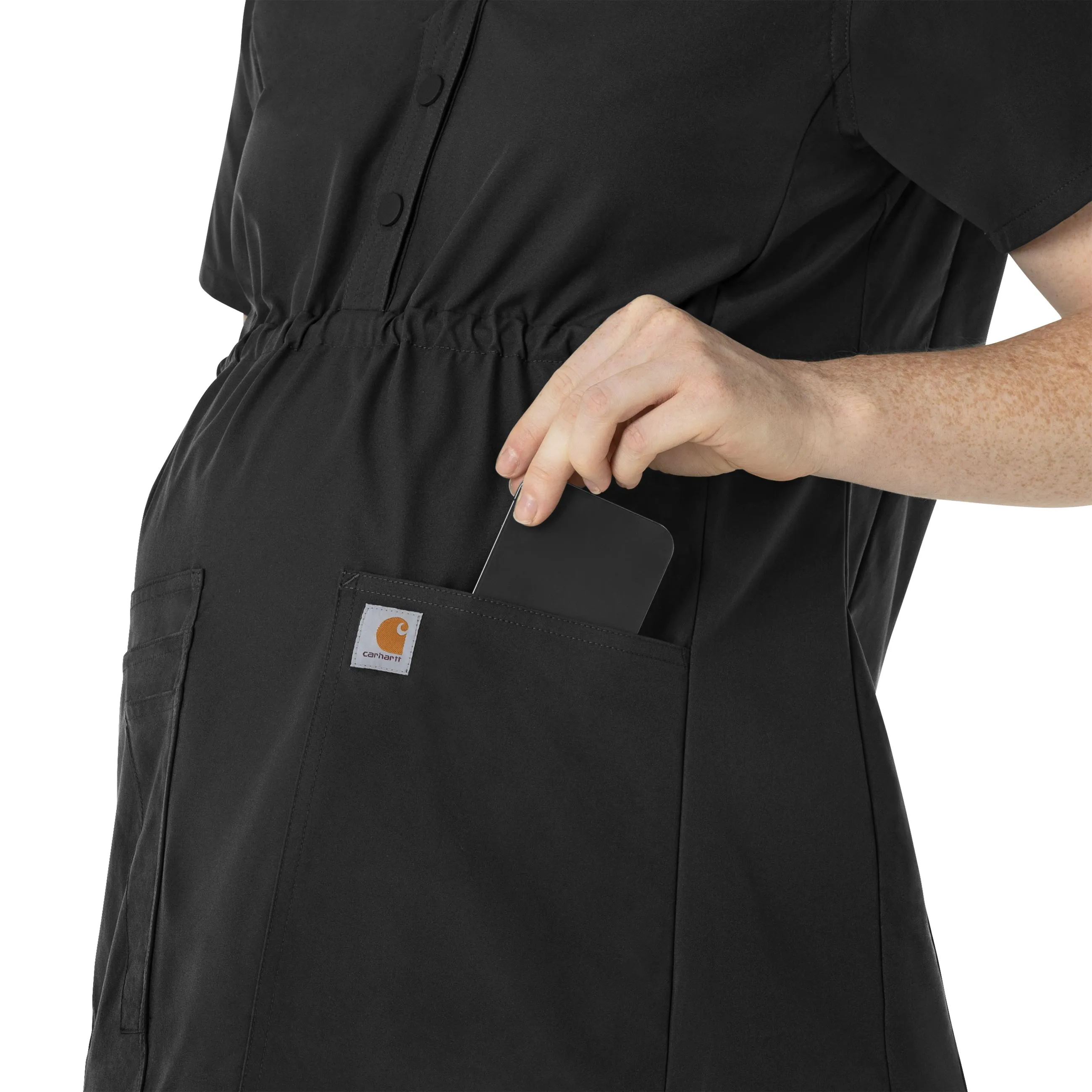 Force Essentials C14113 Henley Maternity Scrub Top Black
