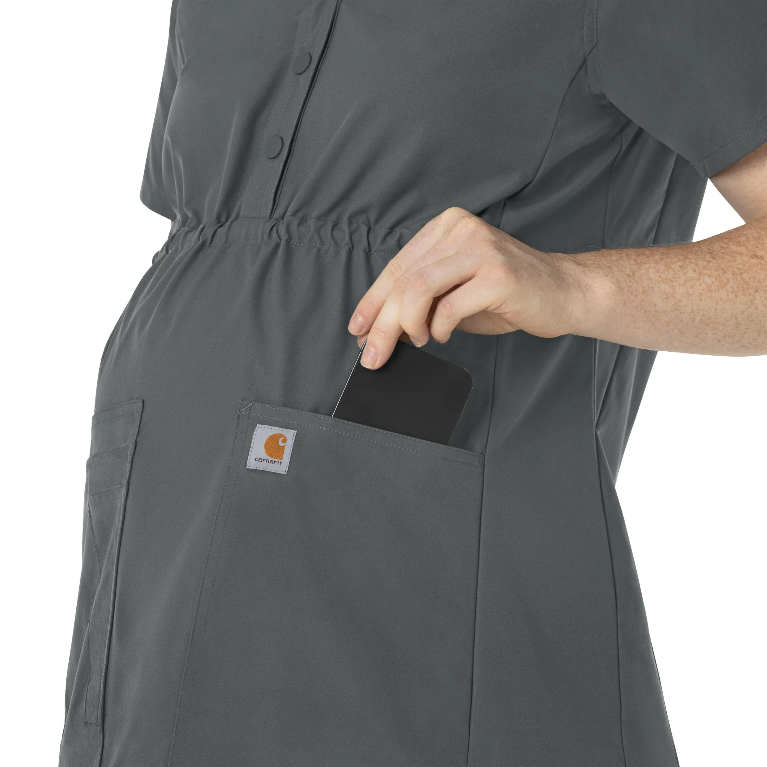 Force Essentials C14113 Henley Maternity Scrub Top Pewter
