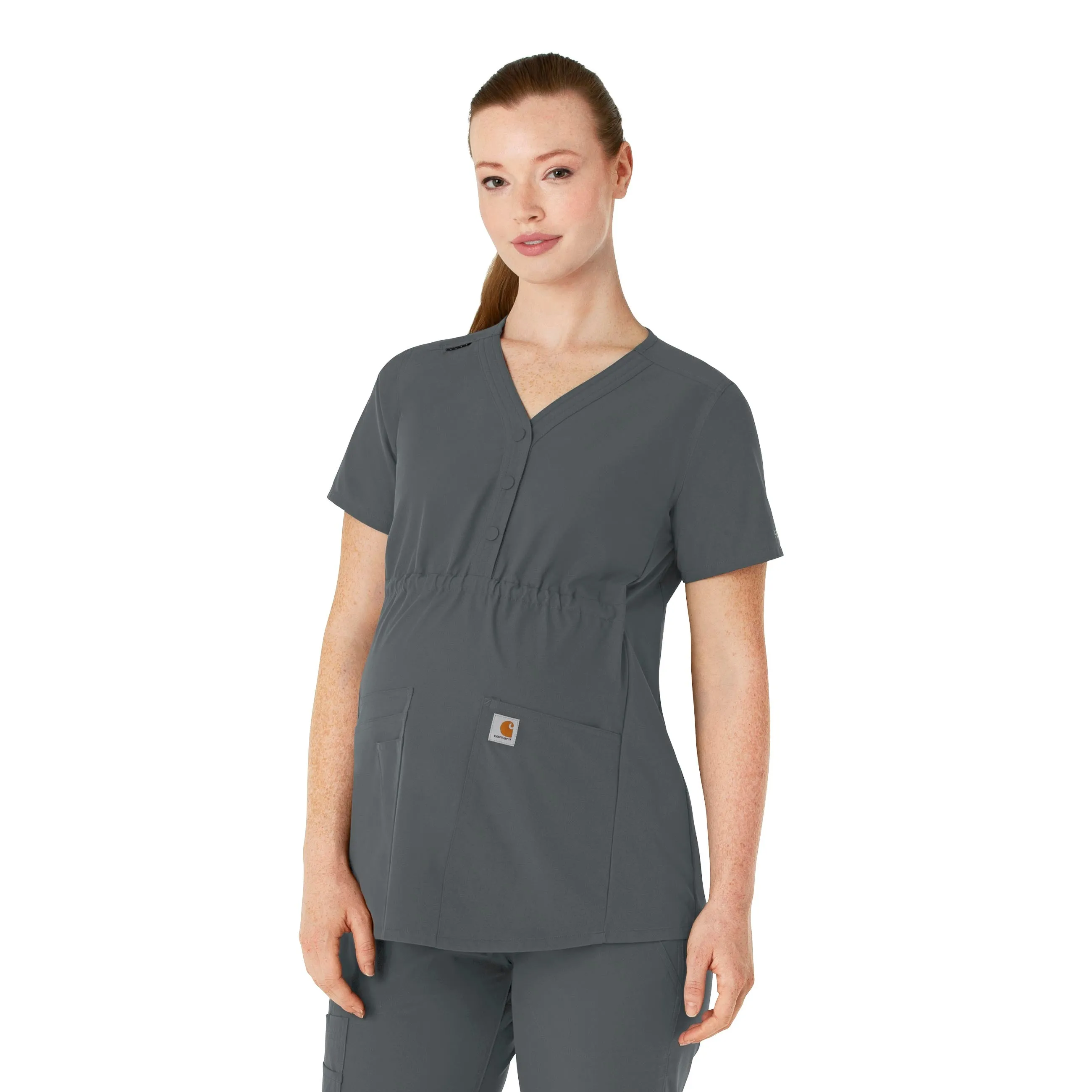 Force Essentials C14113 Henley Maternity Scrub Top Pewter