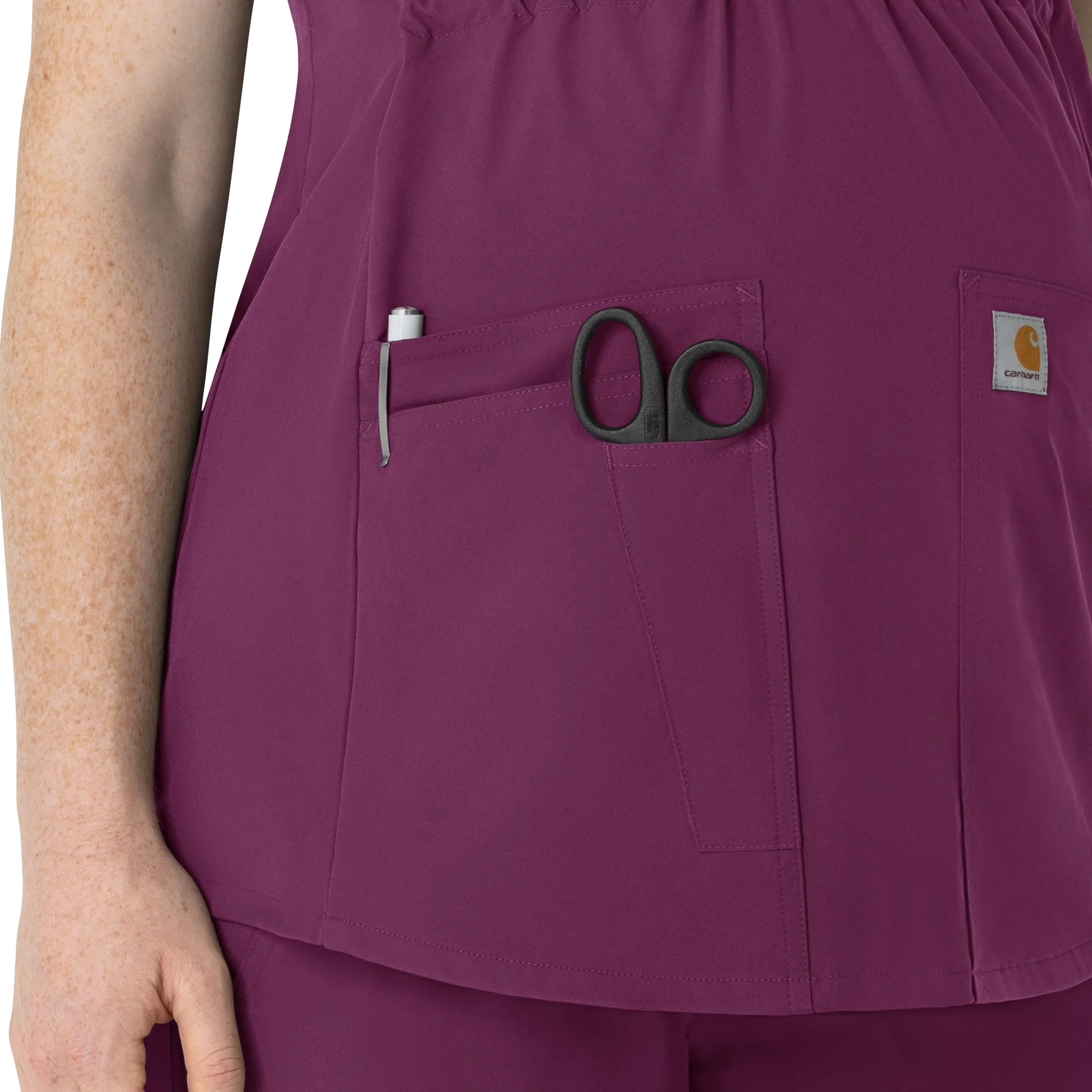 Force Essentials C14113 Henley Maternity Scrub Top Wine