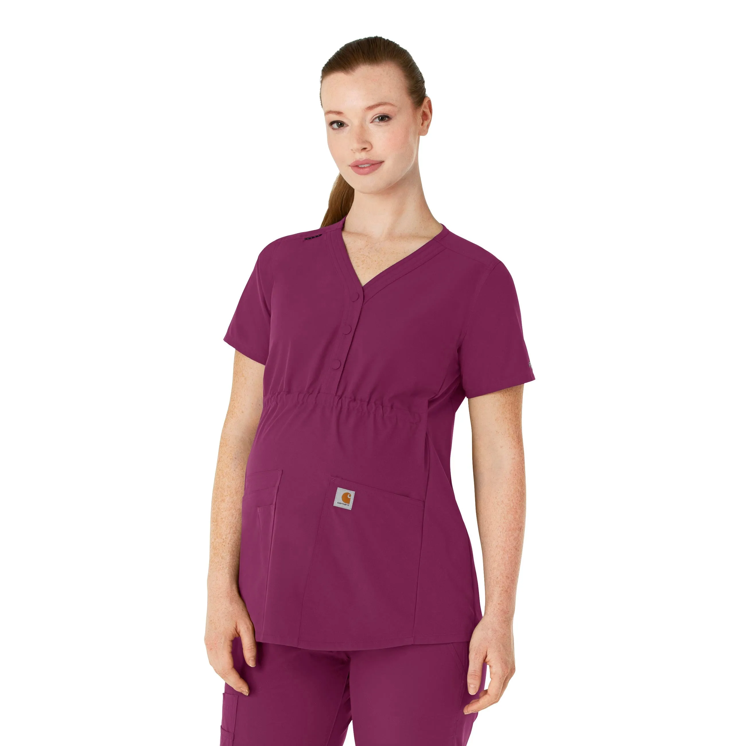 Force Essentials C14113 Henley Maternity Scrub Top Wine