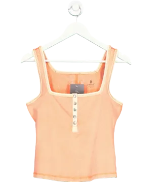 Free People Orange New Flow Henley Tank Top UK XS