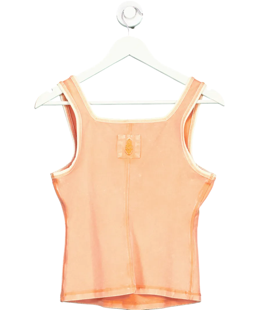 Free People Orange New Flow Henley Tank Top UK XS