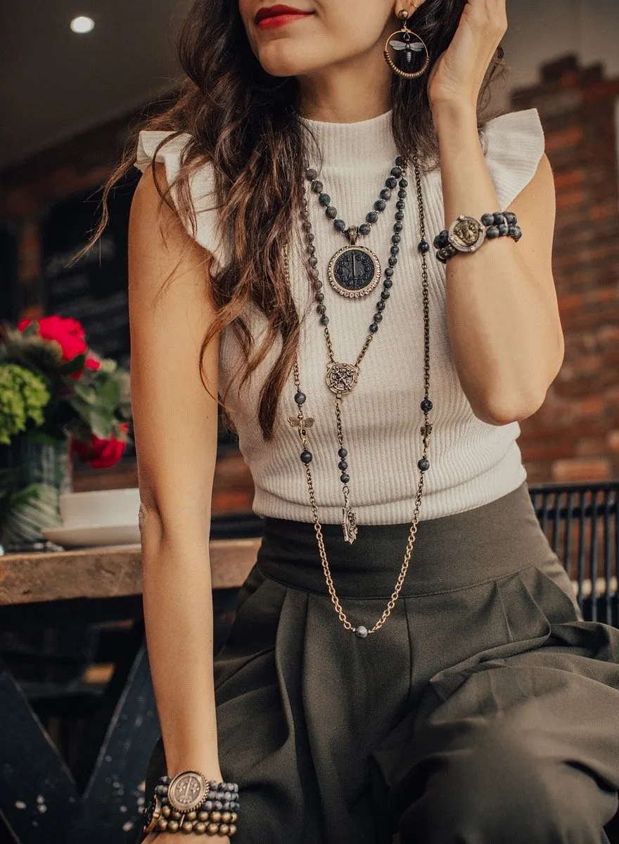 French Kande Du Terre Medallion Necklace