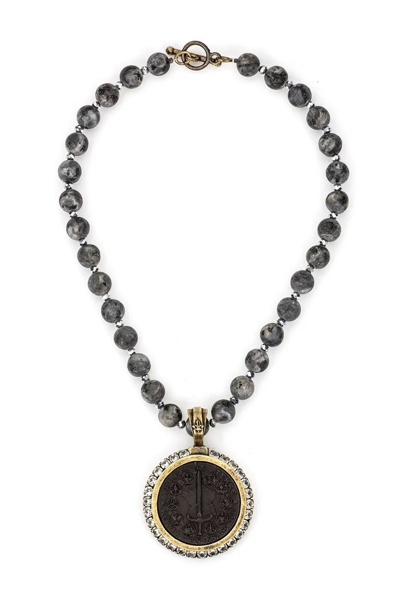 French Kande Du Terre Medallion Necklace