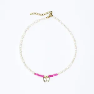 Fresh Water Pearls Beaded Butterfly Choker