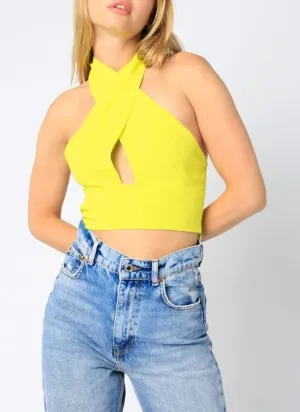 Front Cut Out Halter Tie Crop Top