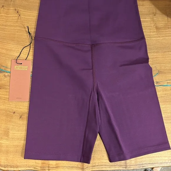 Girlfriend Collective super high rise Plum Bike Shorts NWT