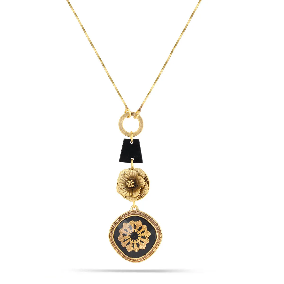 GOLD BLACK  NECKLACES #195BK1201 (2C3)