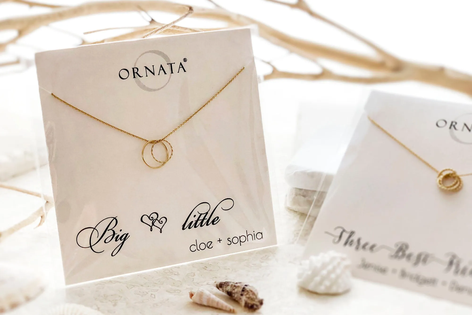 Gold Filled “Twins” Necklace on Personalized Jewelry Card