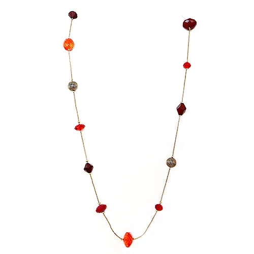 GOLD RED MIX NECKLACE  #SC31301_G-RED_MIX (MB2/SIDE OF BA1/HG11)