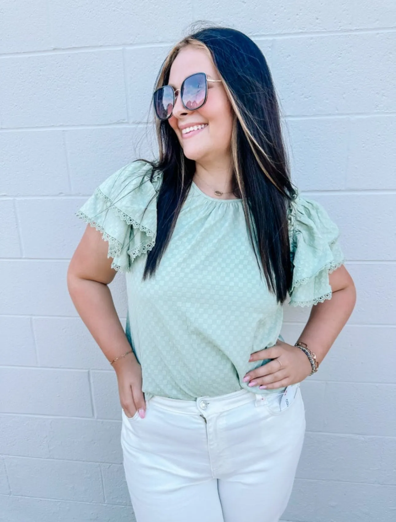 Green Lace Top