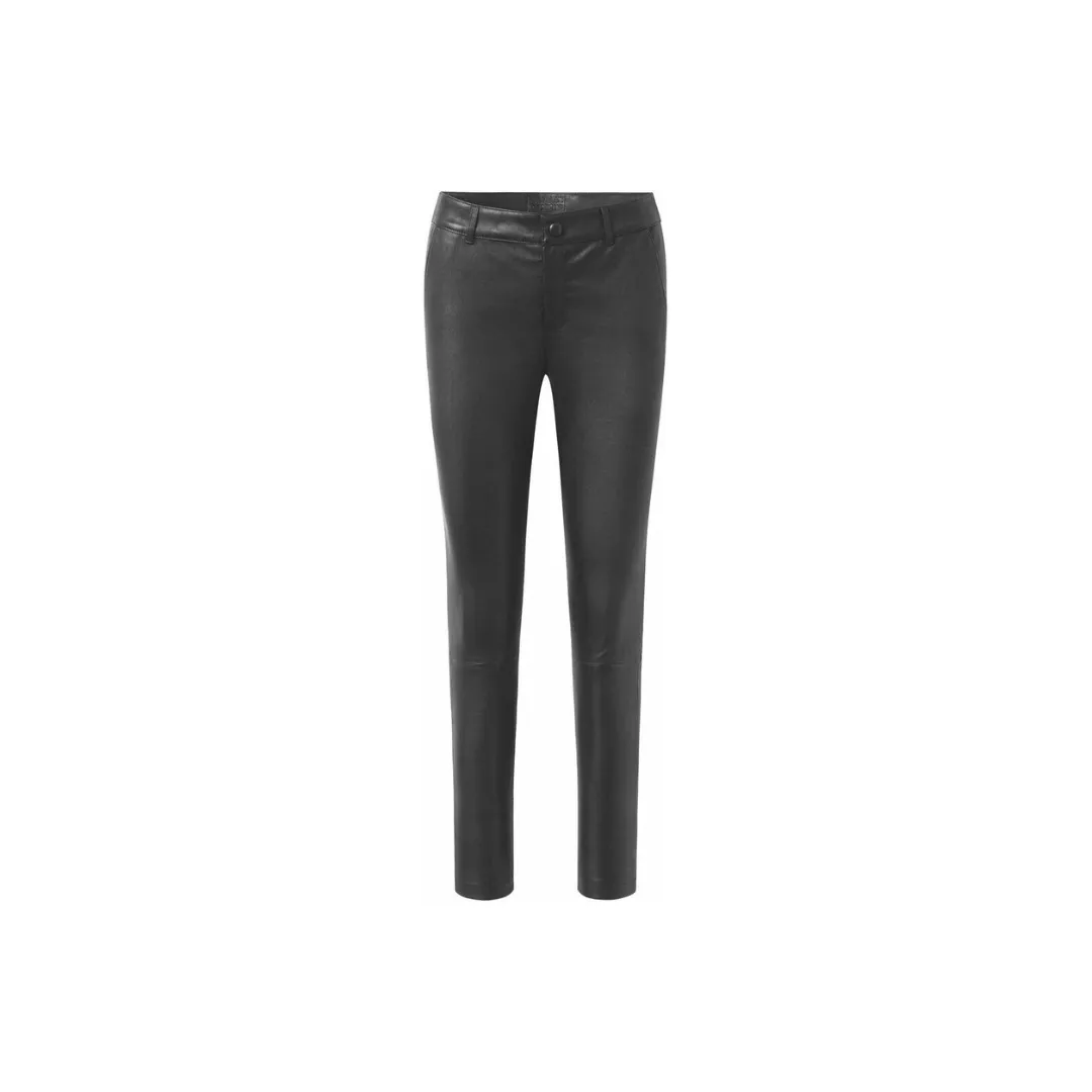 Grey chino stretch leather pant