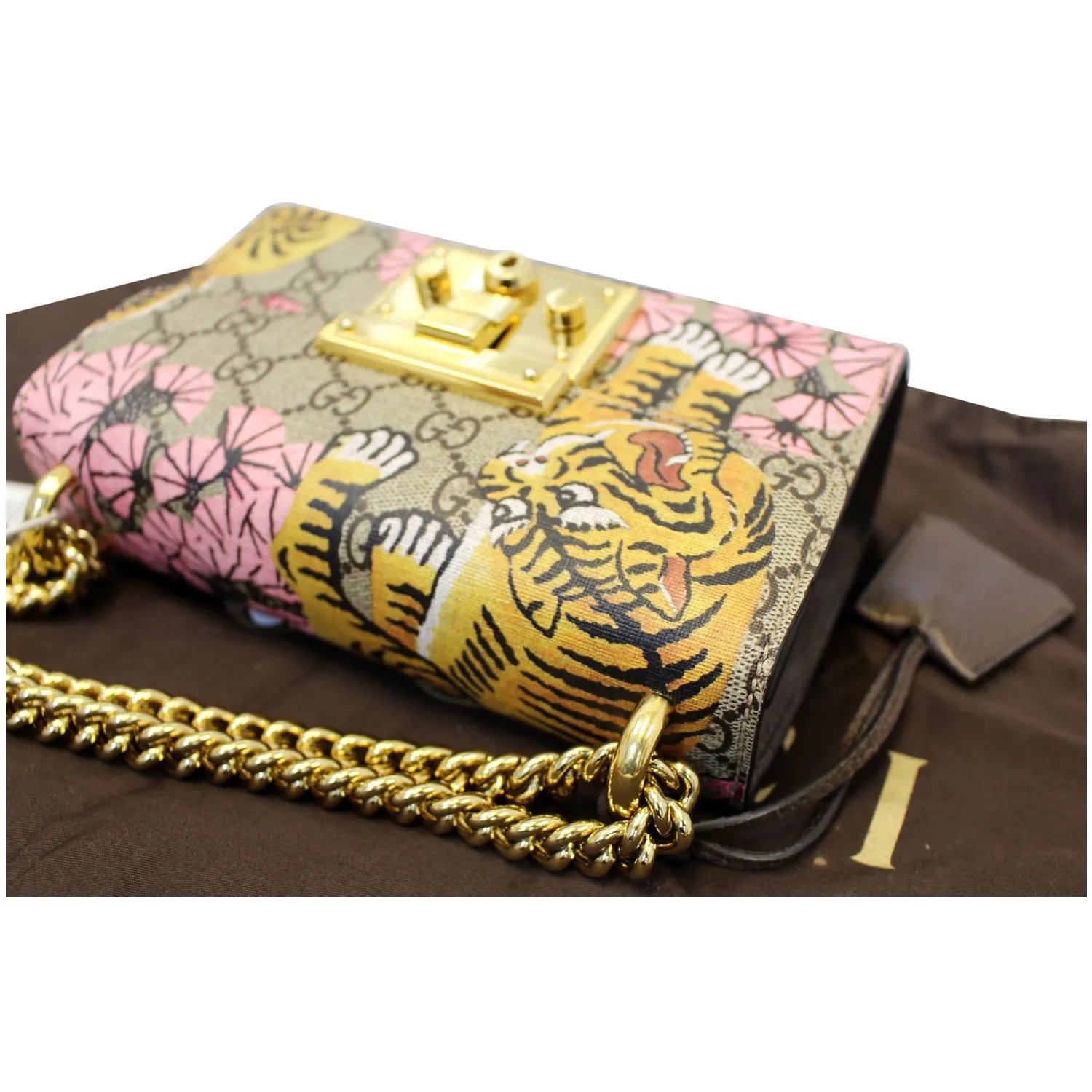 GUCCI Bengal Small Padlock GG Supreme Monogram Print Shoulder Bag