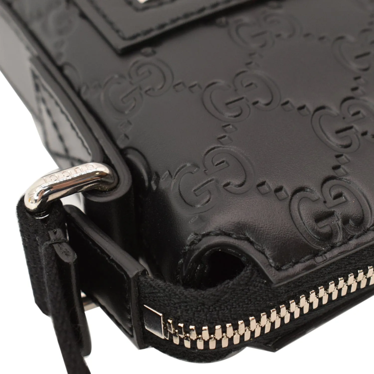GUCCI GG Signature Leather Black Messenger Bag 406410