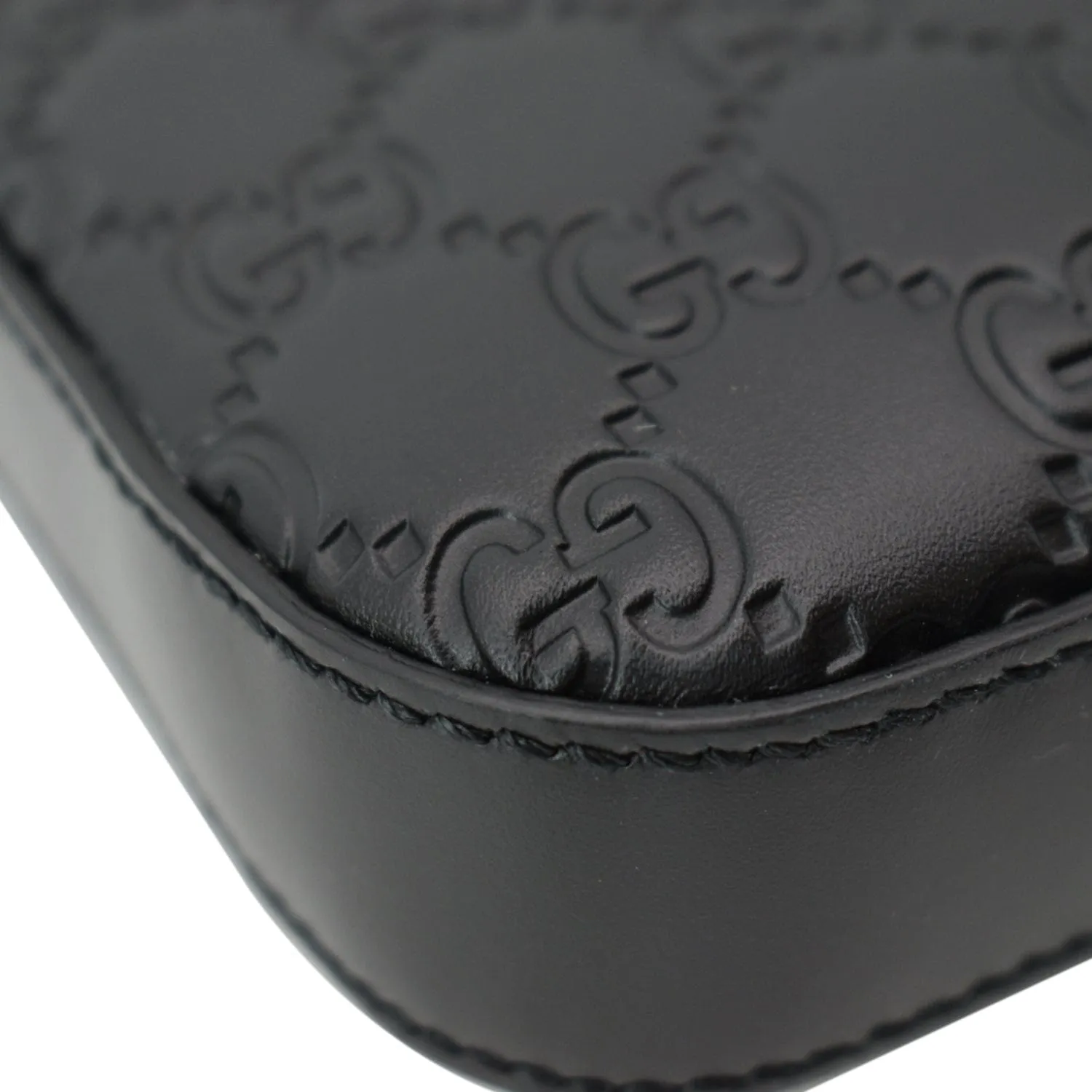 GUCCI GG Signature Leather Black Messenger Bag 406410
