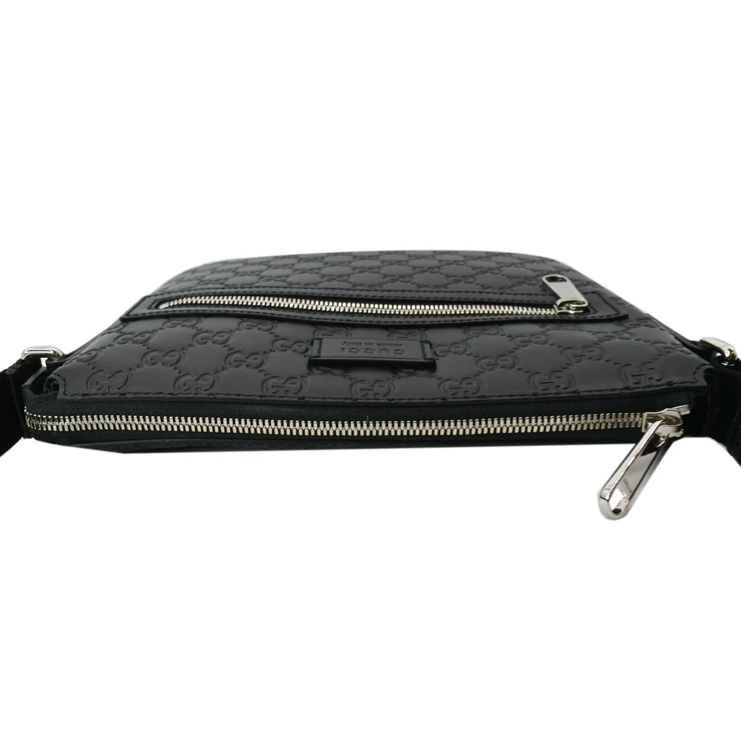 GUCCI GG Signature Leather Black Messenger Bag 406410