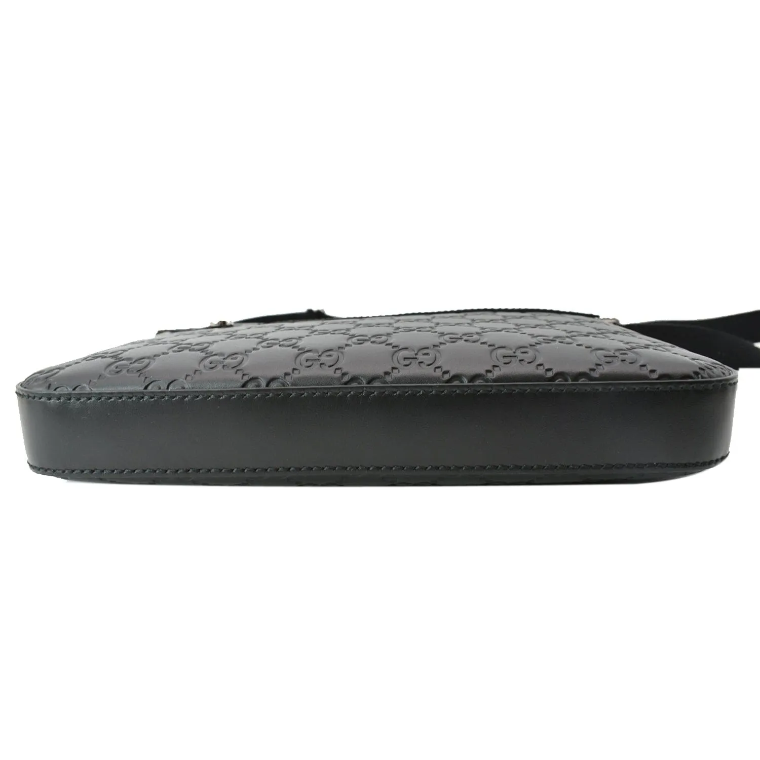 GUCCI GG Signature Leather Black Messenger Bag 406410