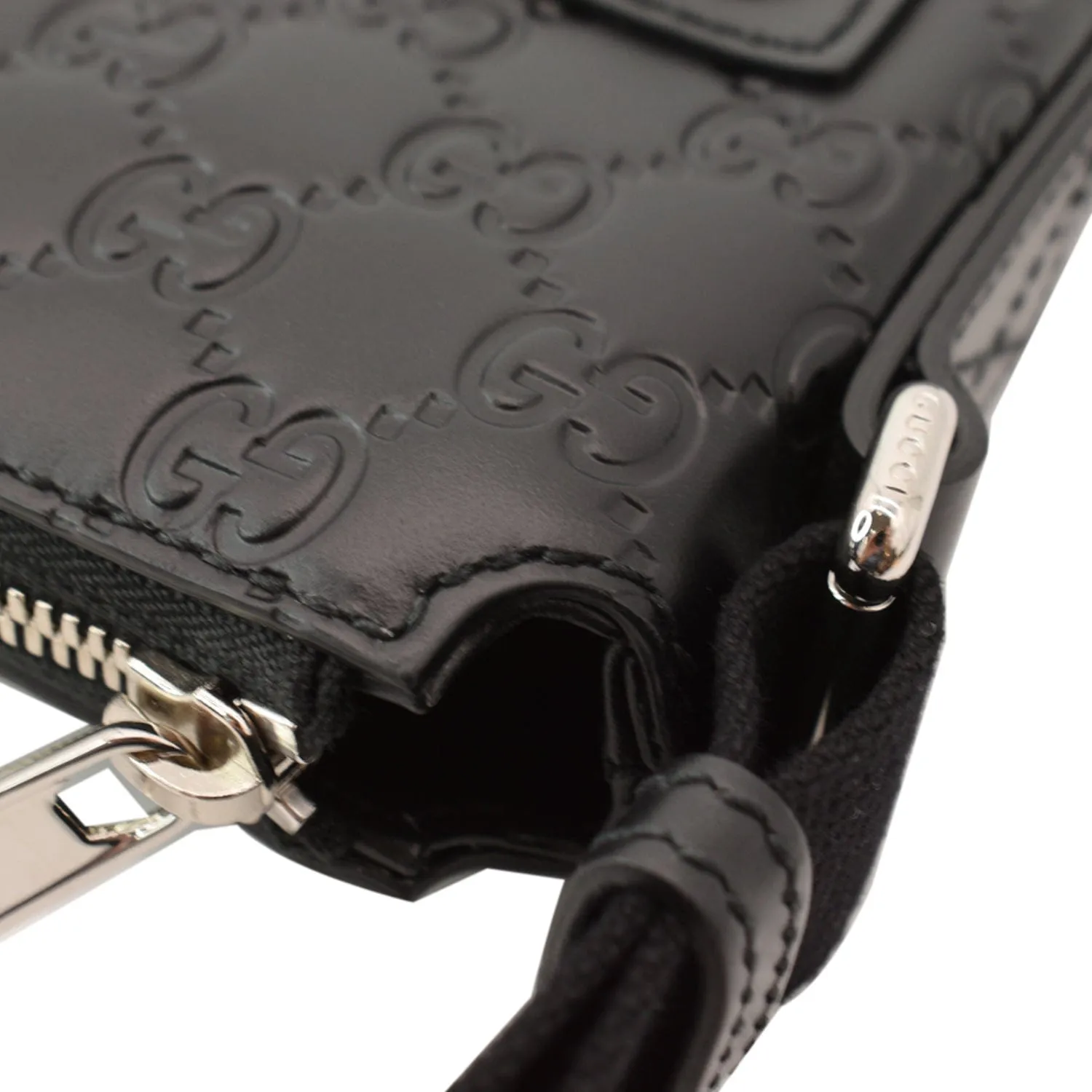 GUCCI GG Signature Leather Black Messenger Bag 406410