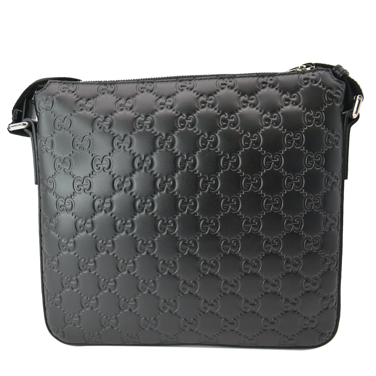 GUCCI GG Signature Leather Black Messenger Bag 406410