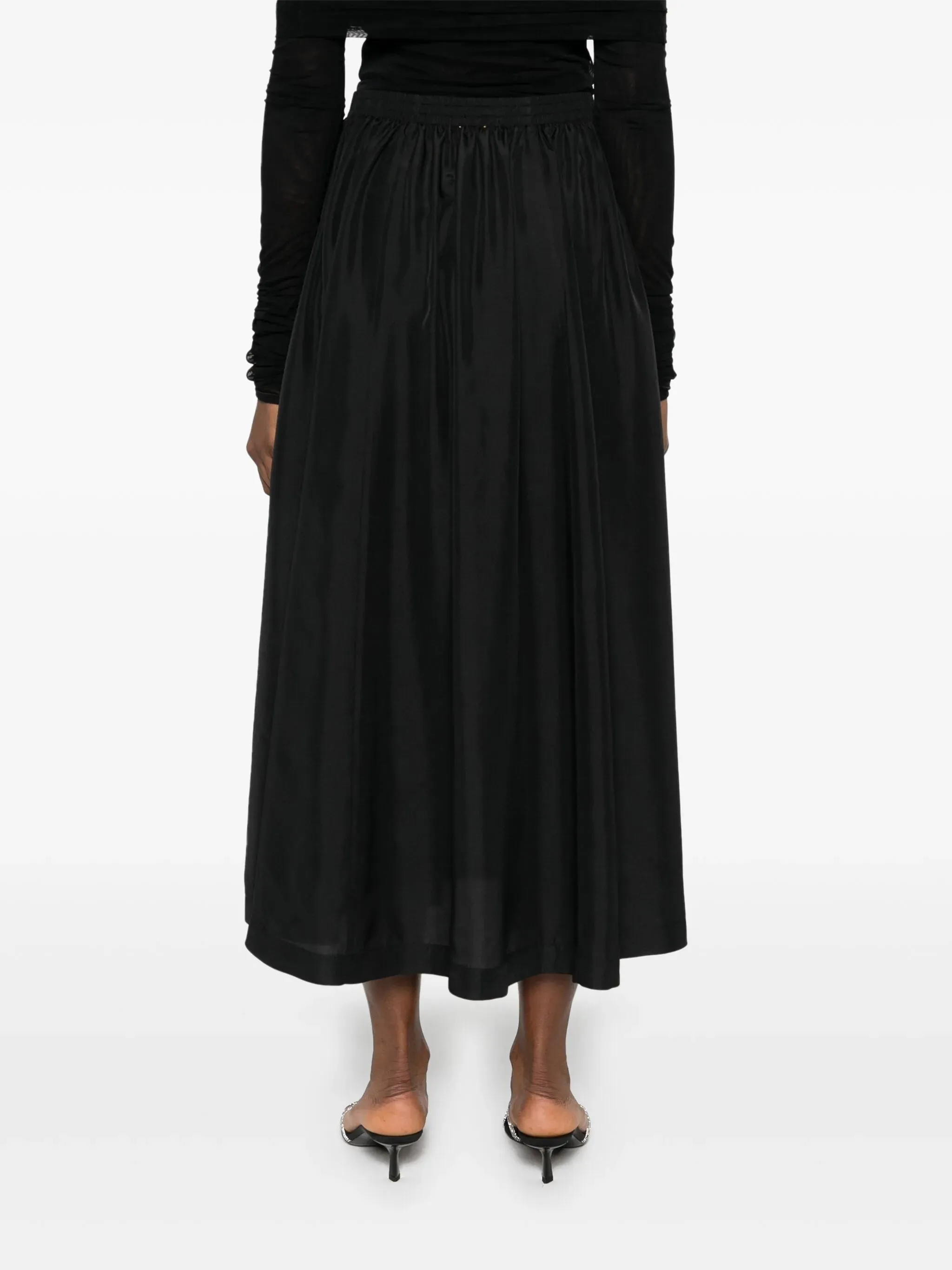 Habotai silk essential skirt, black