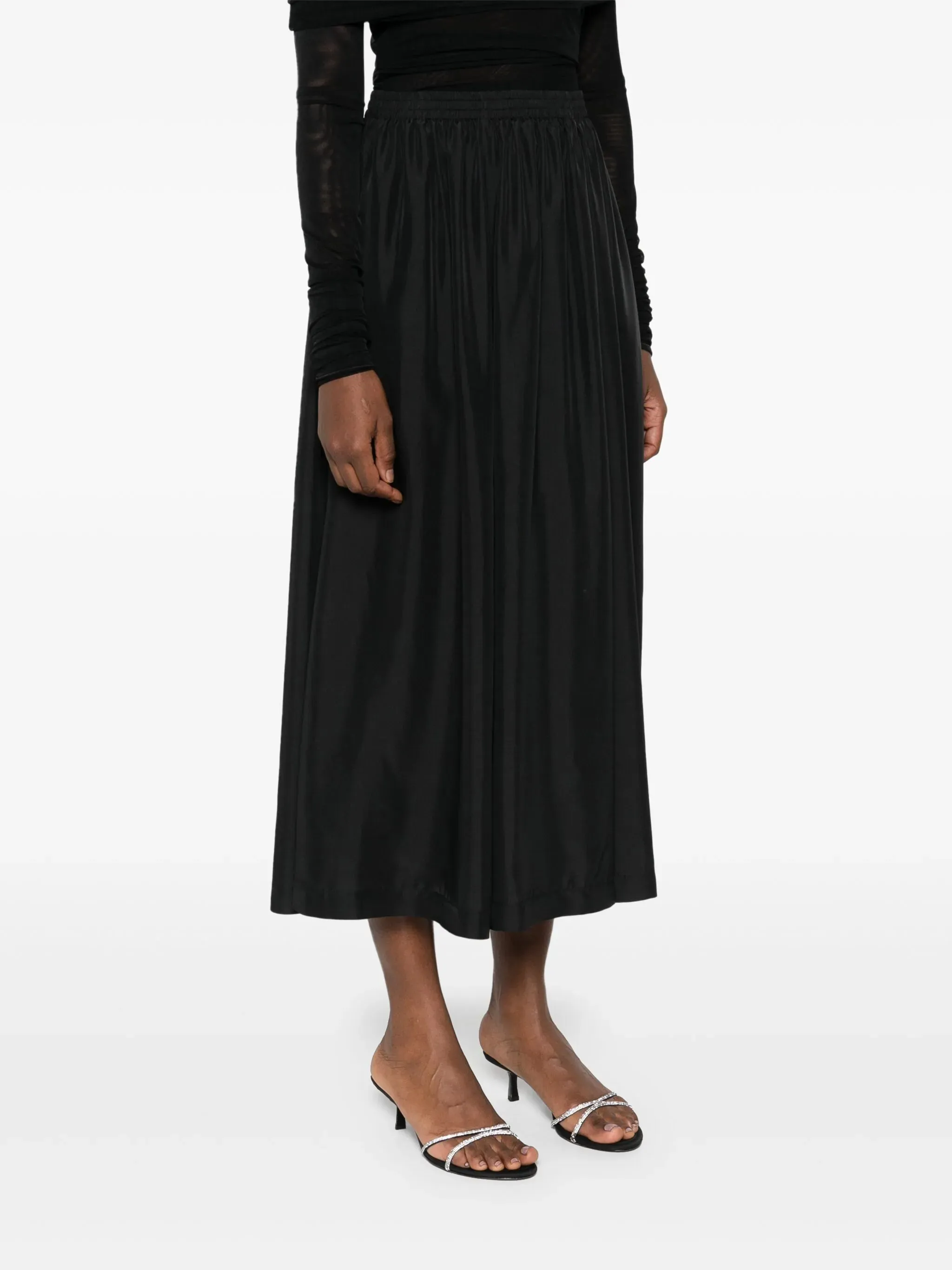 Habotai silk essential skirt, black
