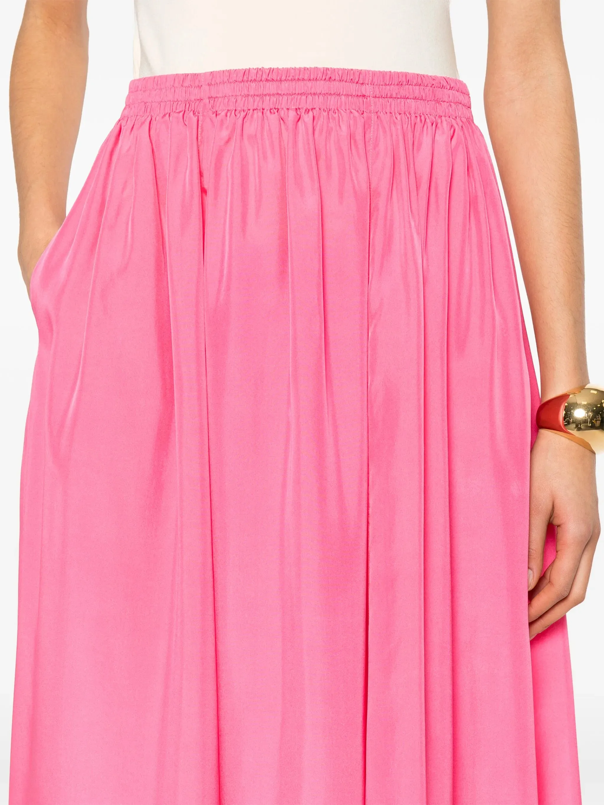 Habotai silk essential skirt, hot pink