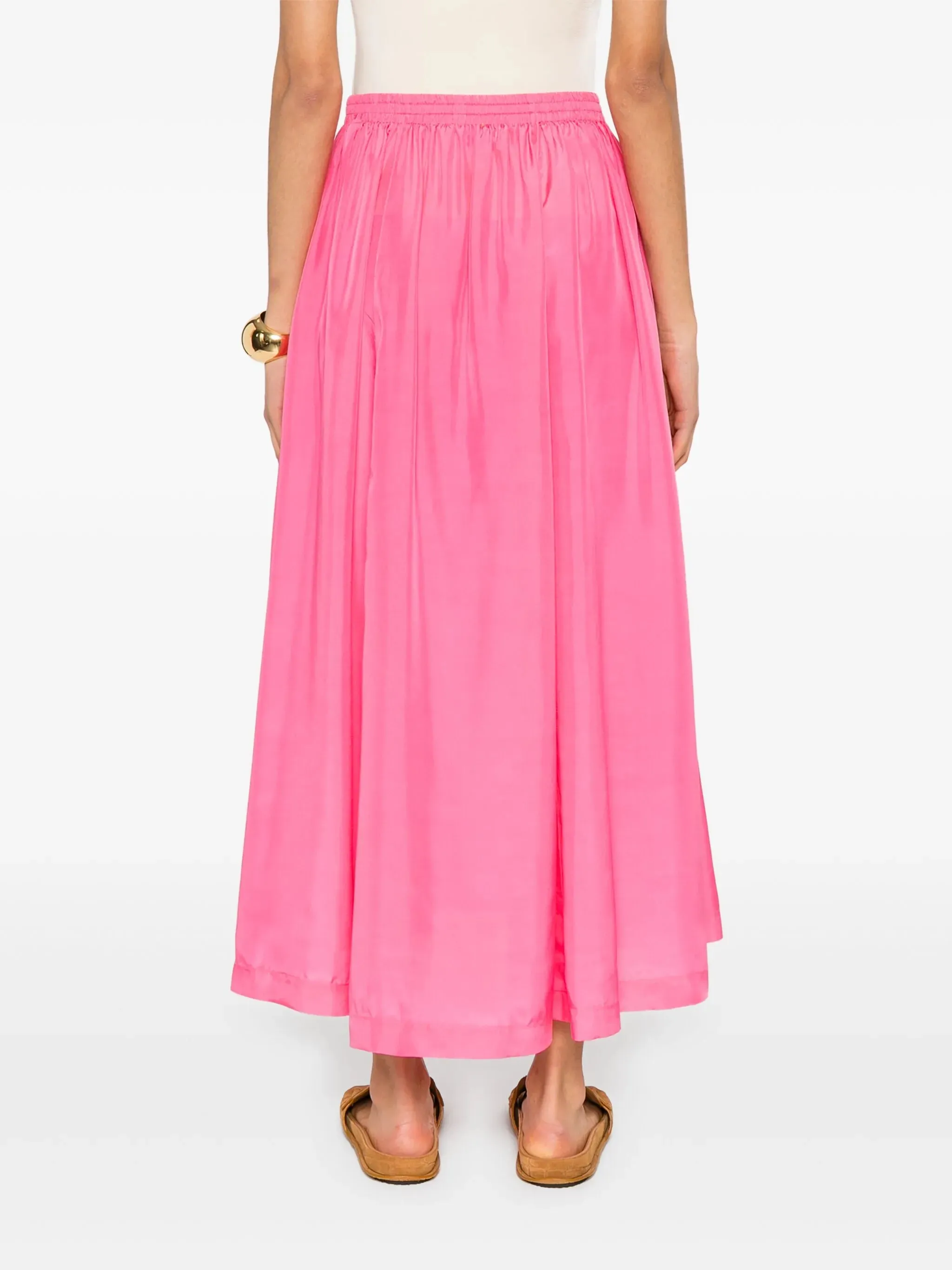 Habotai silk essential skirt, hot pink